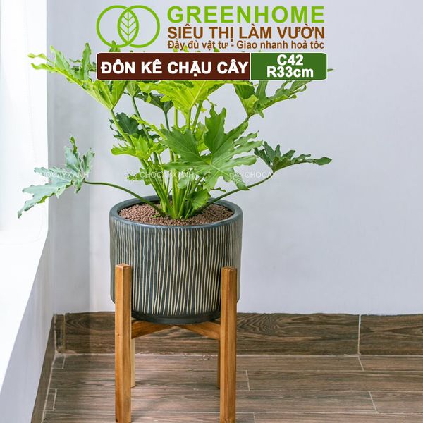 Đôn Kê Chậu Cây Greenhome, C42xr30cm, Đôn Gỗ Tràm Siêu Cứng, Lắp Đặt Dễ Dàng, Tăng Tính Thẩm Mỹ Chậu Cây Cảnh Nội, Ngoại Thất