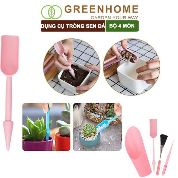 Dụng cụ làm vườn mini, 4 món, chuyên dụng cụ trồng sen đá, xương rồng, tiểu cảnh mini |Greenhome