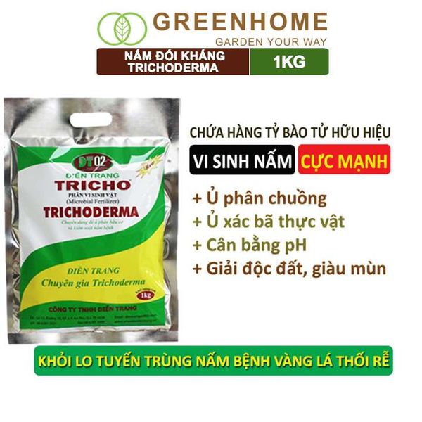 Nấm đối kháng Trichoderma, bao 1kg, phân vi sinh vật ủ phân, ủ rác, đậu tương, tưới gốc |Greenhome