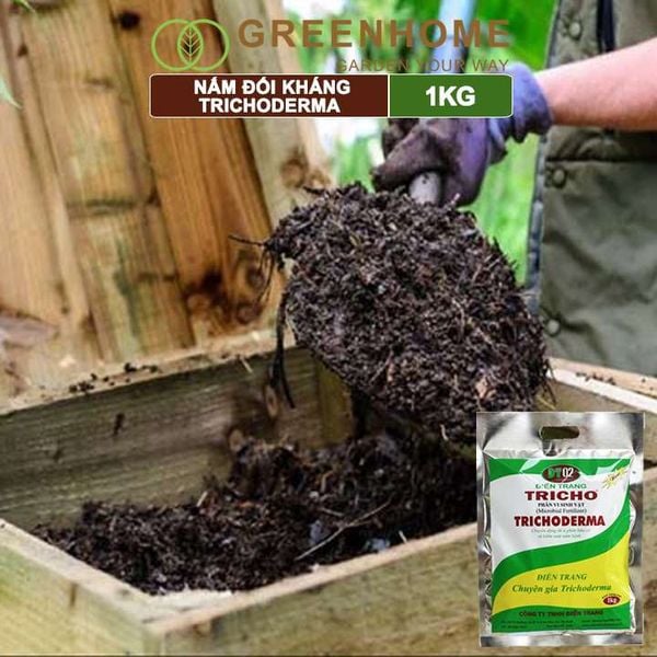 Nấm đối kháng Trichoderma, bao 1kg, phân vi sinh vật ủ phân, ủ rác, đậu tương, tưới gốc |Greenhome