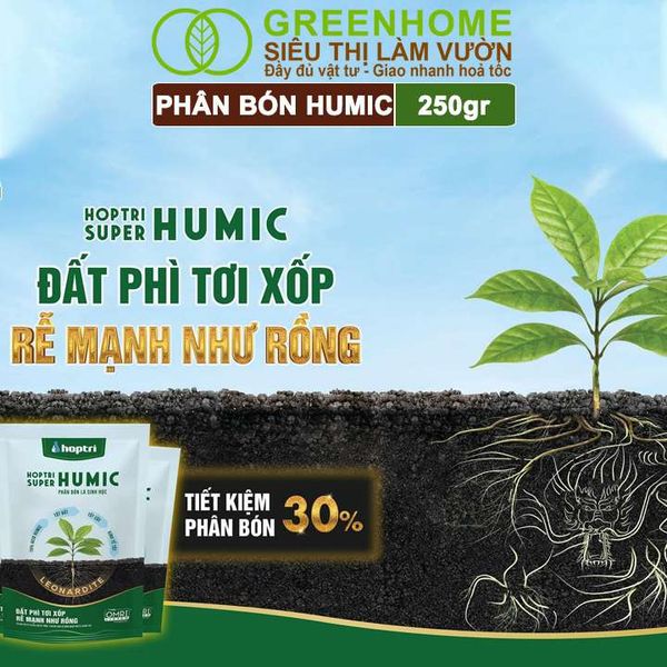 Phân Bón Humic Greenhome, Hợp Trí, 250gr, Hữu Cơ Sinh Học, Giúp Ra Rễ Mạnh, Cải Tạo Đất, Tăng Năng Suất Cây Trồng