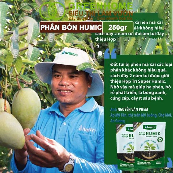 Phân Bón Humic Greenhome, Hợp Trí, 250gr, Hữu Cơ Sinh Học, Giúp Ra Rễ Mạnh, Cải Tạo Đất, Tăng Năng Suất Cây Trồng