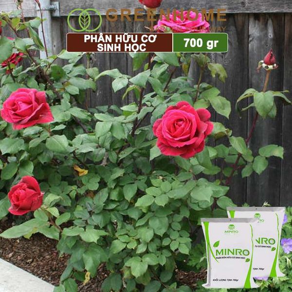 Phân bón hữu cơ sinh học Minro, bao 700g, chuyên hoa hồng, lan, cây cảnh, giúp cây khoẻ, ổn định |Greenhome