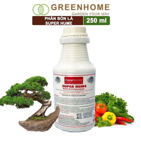 Phân bón lá Super Hume, Crop Master, chai 250ml, cải tạo đất, kích thích rễ, đâm chồi, đẻ nhánh khoẻ| Greenhome
