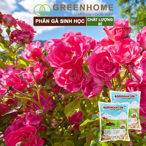 Phân gà Agrimartin, bao 1kg, viên nén, hữu cơ sinh học bón rau sạch, cây ăn quả, hoa hồng |Greenhome