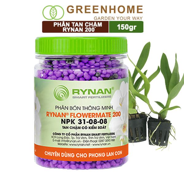 Phân tan chậm Rynan 200, chai 150gr, kích chồi, dưỡng cây, dành cho phong lan con |Greenhome
