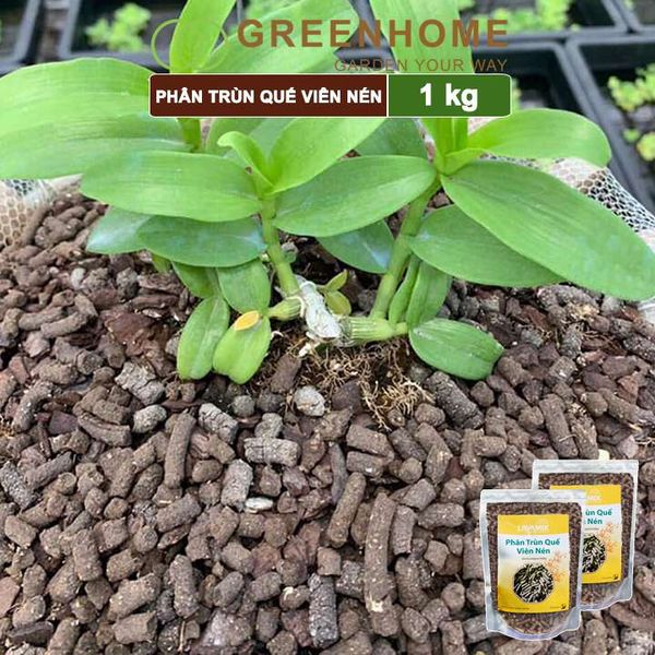 Phân trùn quế viên nén Lavamix, bao 1kg, nguyên chất bổ sung dinh dưỡng cho cây, hoa, cải tạo đất |Greenhome