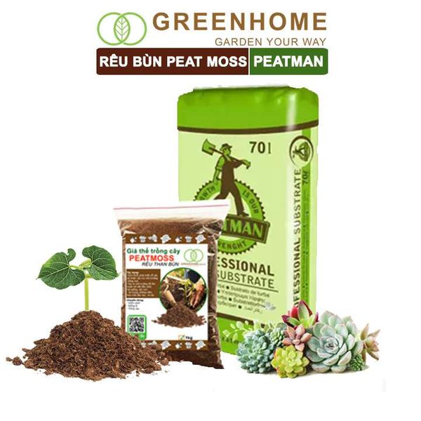 Rêu than bùn Peatmoss Peatman, trộn đất trồng sen đá, kiểng lá, hoa hồng, ươm hạt giống|Greenhome