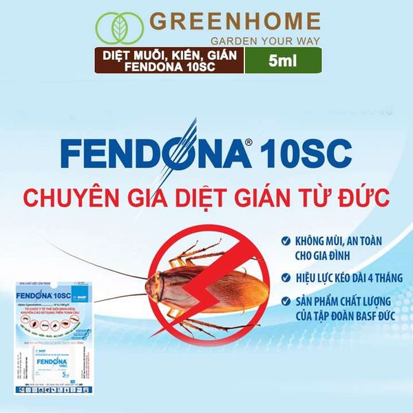 Thuốc diệt muỗi Fendona10SC, gói 5ml, hiệu quả, không mùi, diệt gián, ruồi,kiến ba khoang, côn trùng |Greenhome