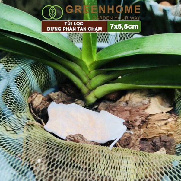 Túi lọc đựng phân tan chậm, 5,5x7cm, treo hoặc bỏ gốc tiện lợi, túi tự huỷ thân thiện môi trường |Greenhome