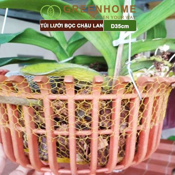 Túi lưới lót chậu trồng phong lan, D35cm, ngăn rơi vãi giá thể, phân bón, độ bền cao |Greenhome