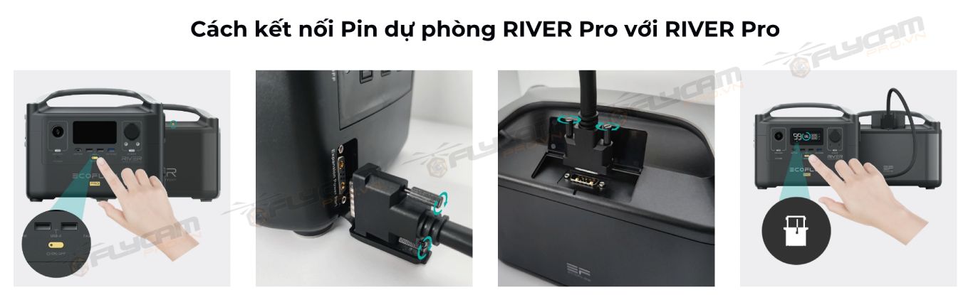 Cách kết nối EcoFlow River Pro với Pin dự phòng River Pro