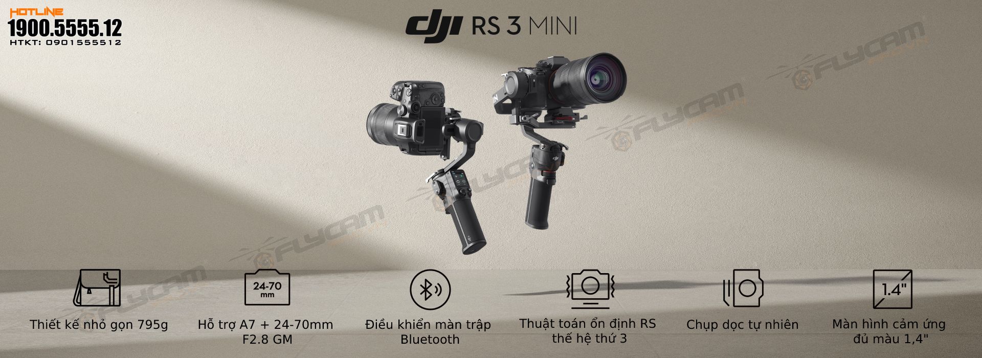 Gimbal Mini chống rung cho máy ảnh DJI RS 3 Mini