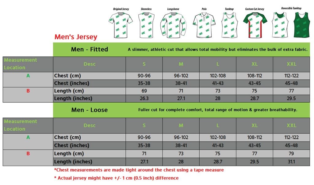 What Size Jersey to Buy + Size Chart - Jersey One