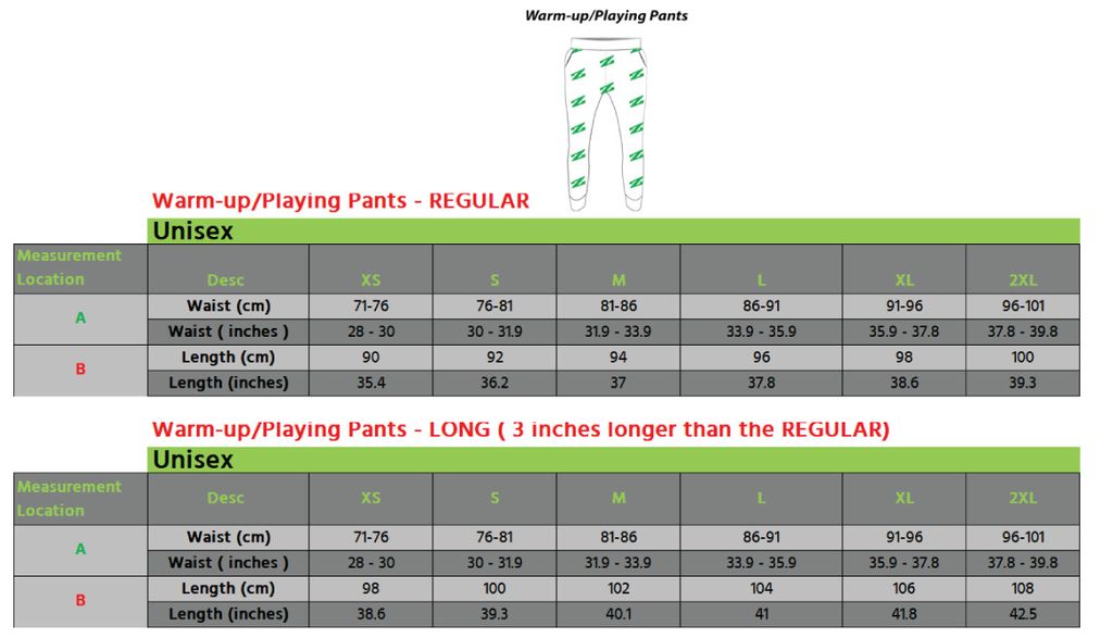 USNT Sizing Chart – Five Ultimate