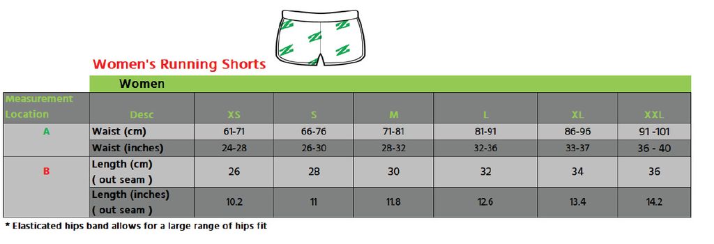Zone Pro Sports Bra Size Chart