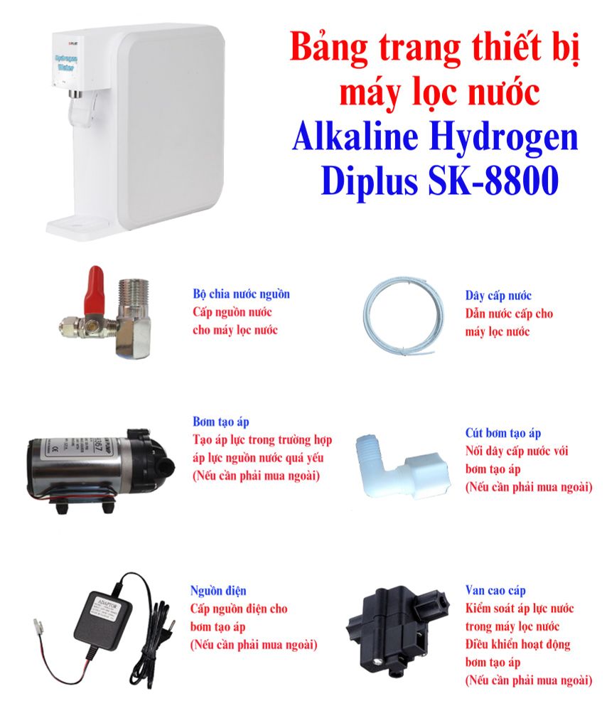 Máy lọc nước Alkaline Hydrogen Diplus SK-8800
