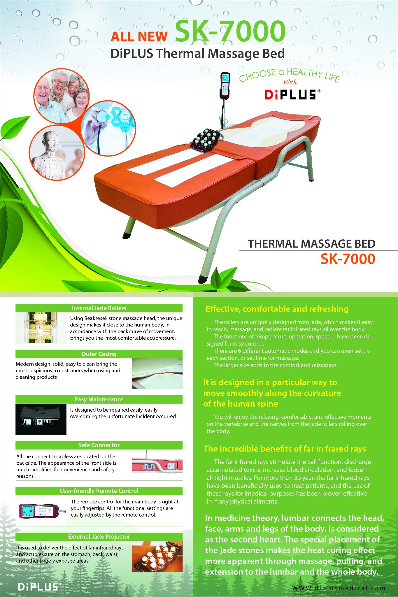 FIR Far Infrared Jade Infrared Therapy Massage Bed / Spinal