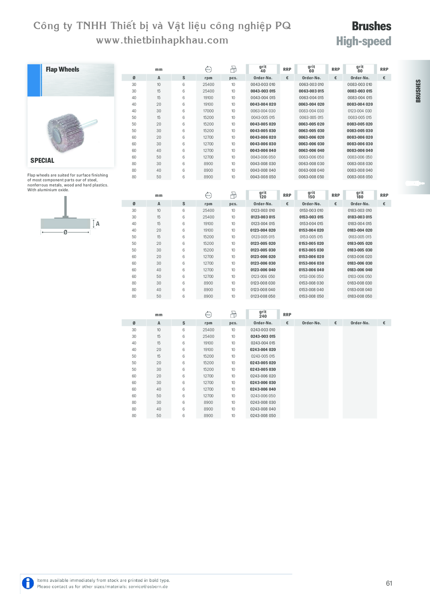 Catalogue Osborn (Brushes High speed) Thietbinhapkhau