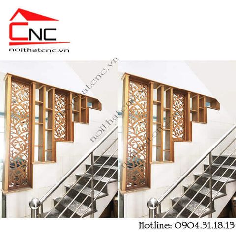 10 mẫu thiết kế vách ngăn cầu thang và phòng khách bằng gỗ giá rẻ.