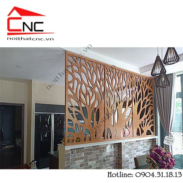 Trang trí không gian nhà bằng vách ngăn gỗ cắt cnc đẹp