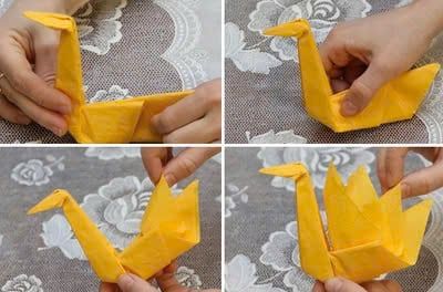 cách gấp khăn ăn hình thiên nga
