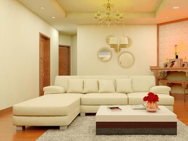 Sơn tường màu trắng sữa kết hợp với sofa cùng màu tạo cảm giác nhẹ nhàng, thư giãn