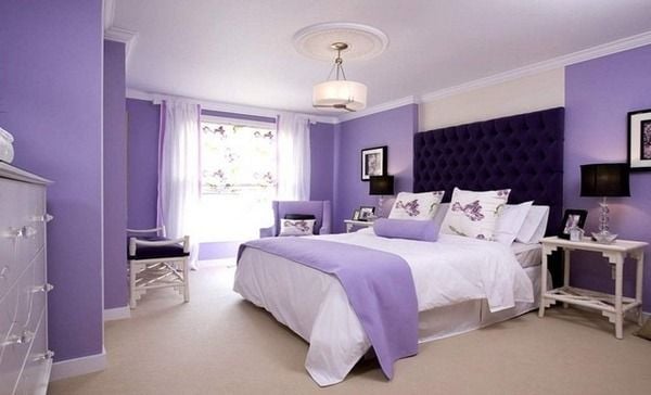 Sơn màu tím cho phòng ngủ đẹp dành cho những cô gái mộng mơ