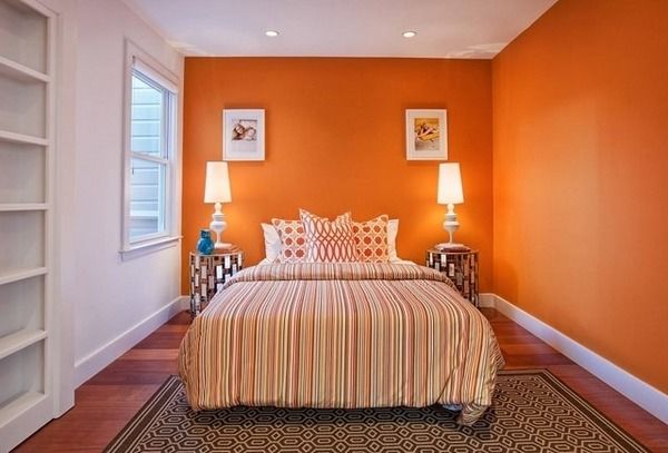 Sơn phòng ngủ màu cam là tông màu nổi bật và sức sống