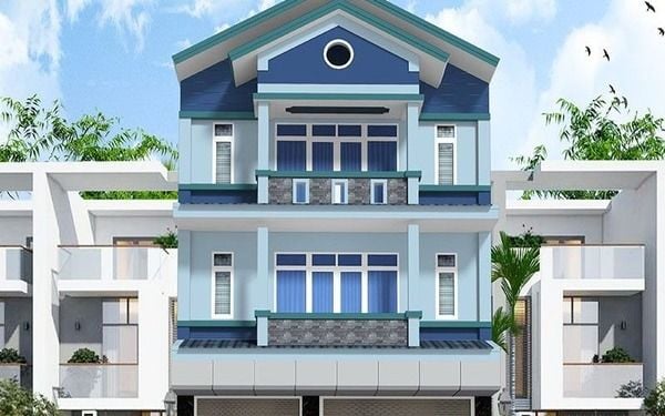 Mẫu nhà sơn màu xanh dương mang đến cảm giác mát mẻ, thoáng đãng