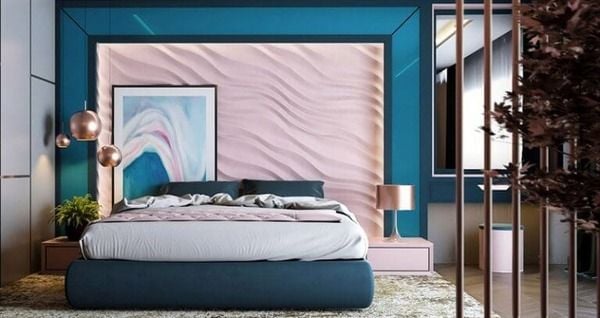 Mẫu sơn phòng ngủ màu hồng xanh dương