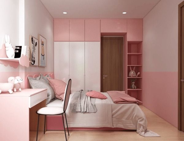 Phòng ngủ sơn màu hồng phù hợp với nhiều đối tượng như con gái, các cặp vợ chồng