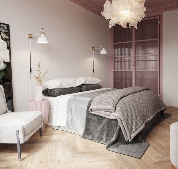 Phòng ngủ sơn màu hồng - trắng đẹp mà không lo bị lỗi thời