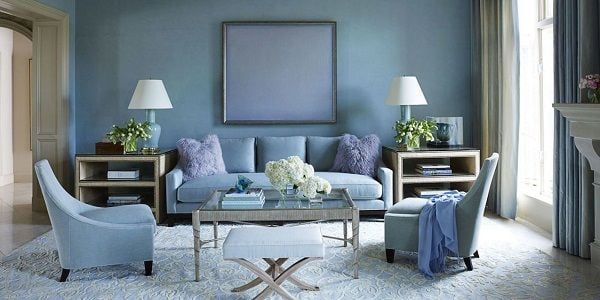 sơn trang trí phòng khách với màu xanh dương