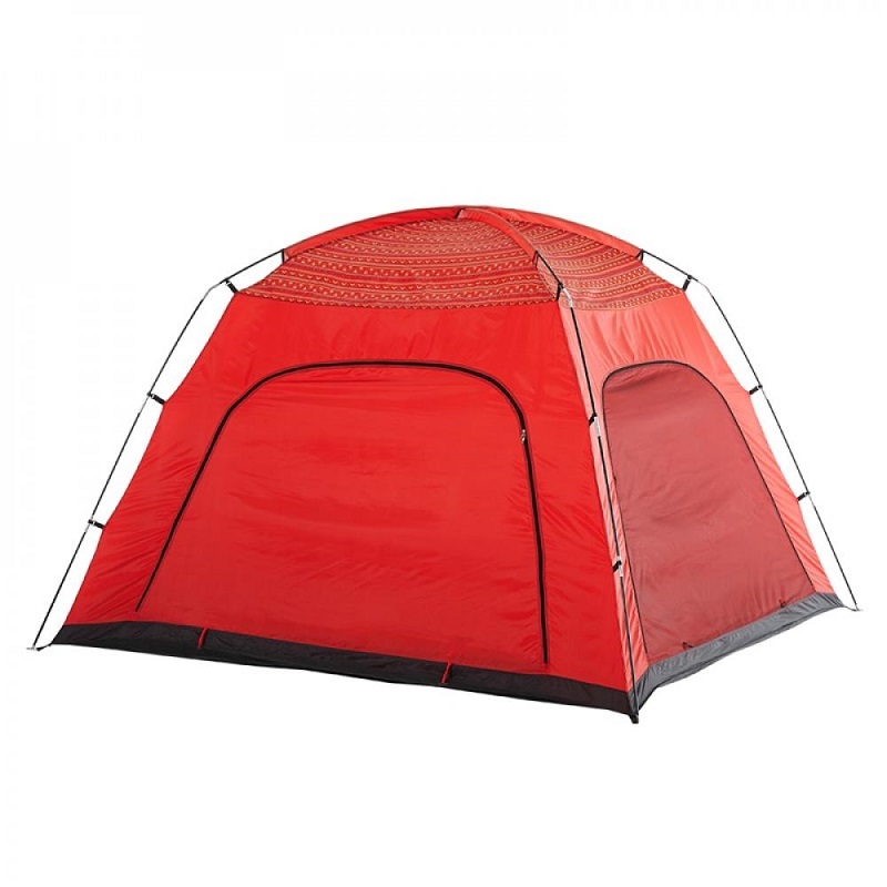 Lều cắm trại 4 người Kazmi màu đỏ, đóng kín cửa, ngăn sương gió và côn trùng