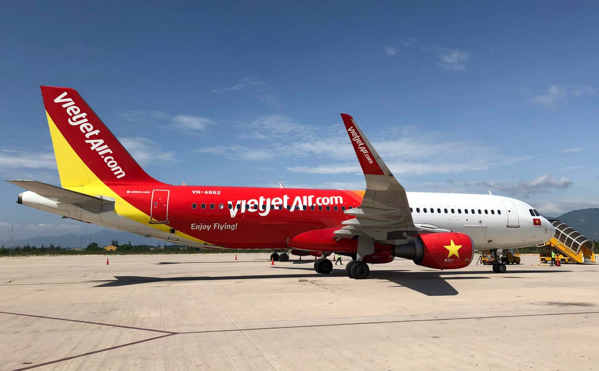 Máy bay của hãng Vietjet Air đi Cần Thơ đang ở sân bay