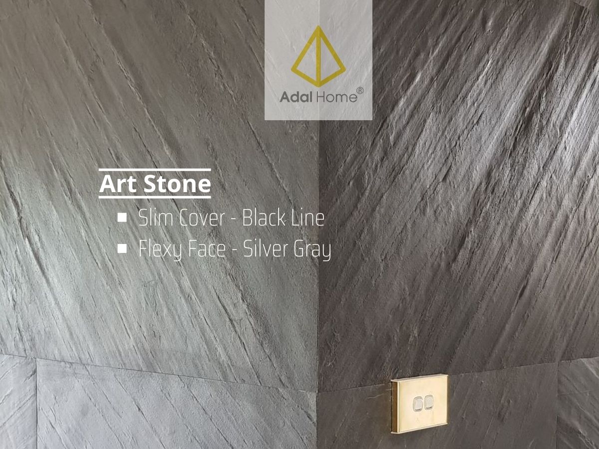 Trang trí cột và vách bằng Black Line và Silver Gray