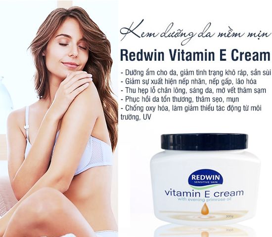 Kem dưỡng da mềm mịn Redwin Vitamin E Cream 300g Úc - Siêu dưỡng ẩm, ngăn ngừa nếp nhăn hiệu quả 1 Redwin vitamin e cream