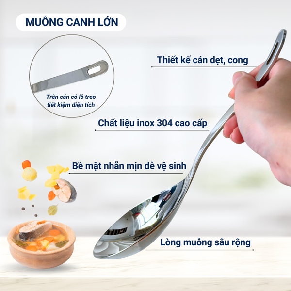 Muỗng Vá Muôi Thìa Múc Canh Inox 304 DandiHome