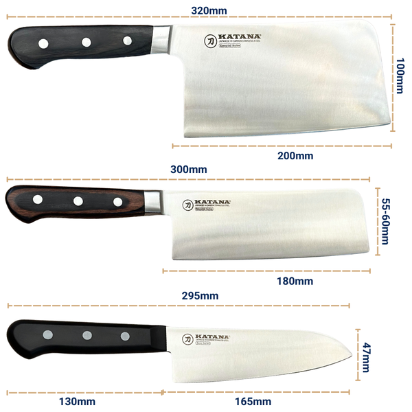 Bộ 3 Dao Làm Bếp Katana Essential KATA201 - KATA203 - KATA206