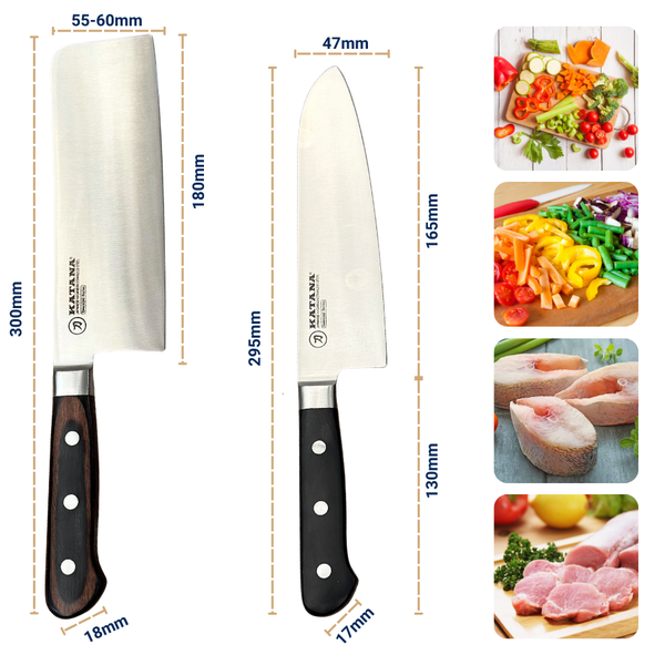 Bộ 2 Dao Katana Essential Santoku & Nakiri