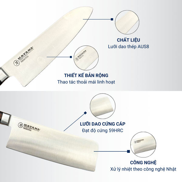 Bộ 2 Dao Làm Bếp Katana Essential Santoku & Nakiri