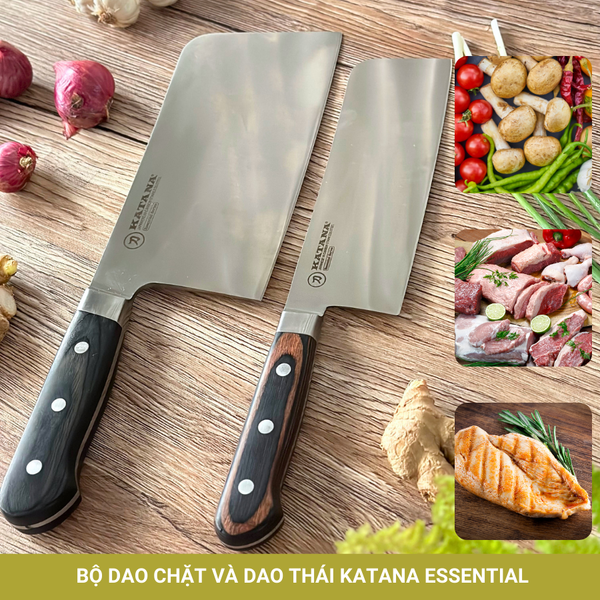 Bộ Dao Chặt và Dao Thái Katana Essential Chopping & Nakiri