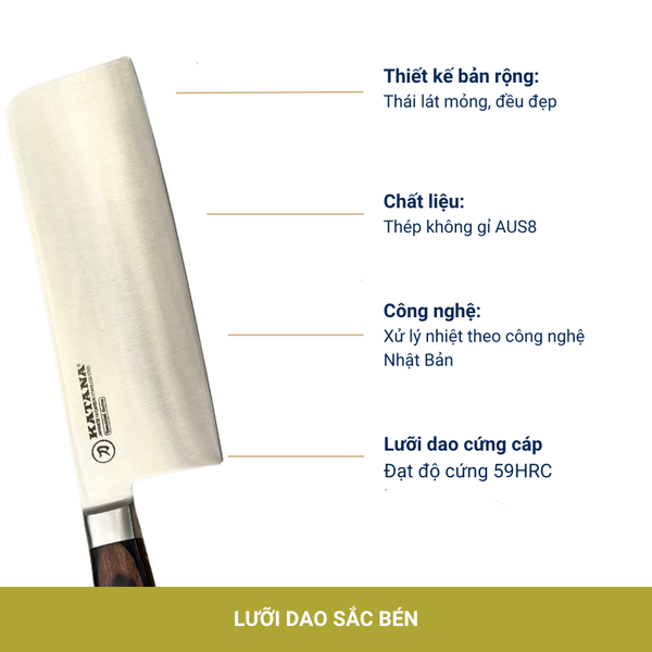 Dao thái đa năng Katana Essential Nakiri 180mm
