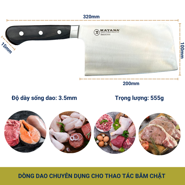 Dao chặt chuyên dụng Katana Essential Chopping 200mm