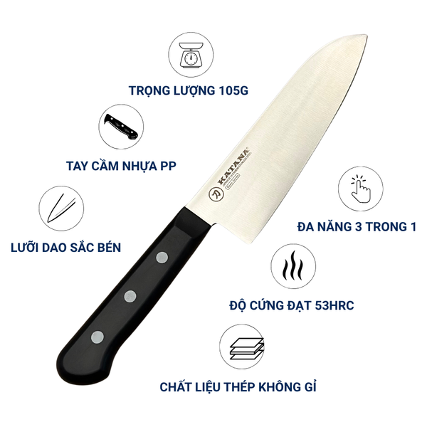 Dao thái nhà bếp Katana Basic Santoku 165mm