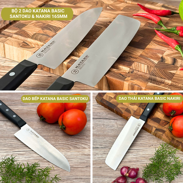Bộ 2 Dao Katana Basic Santoku & Nakiri (165mm)