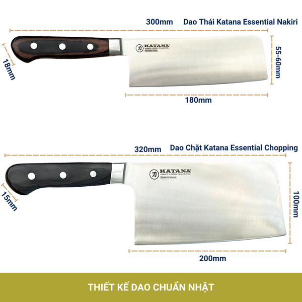 Bộ Dao Chặt và Dao Thái Katana Essential Chopping & Nakiri
