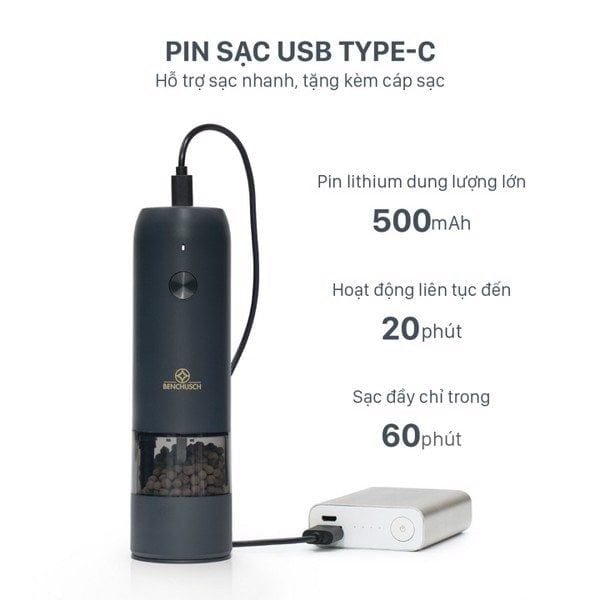 Máy xay tiêu điện tự động bằng điện Benchusch