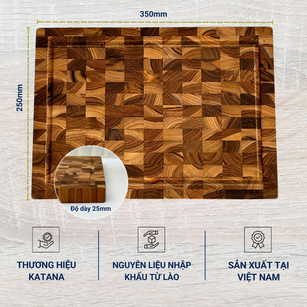 Thớt gỗ teak Katana KT01 25x35x2.5cm